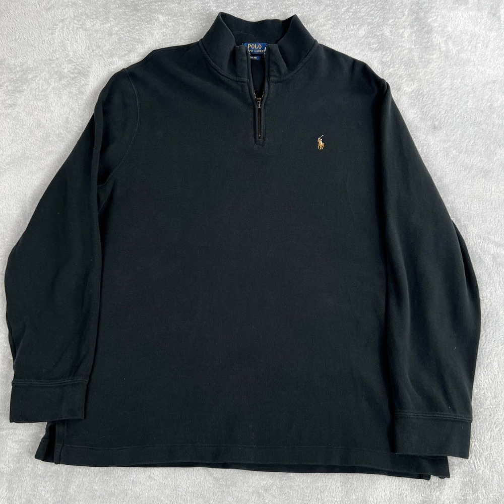 Polo Ralph Lauren Estate Rib Quarter Zip Pullover XL Black Men Classic Preppy
